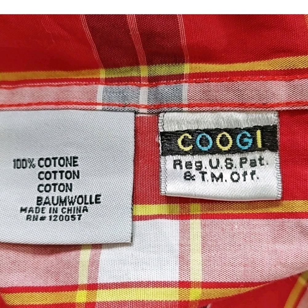 Coogi Luxe Flip Cuffs Dress Shirt 4X Red Patriot Plaid Heritage 90s Hip Hop Y2K - Picture 11 of 12